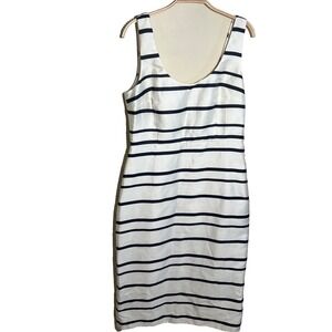 J. Crew Striped Satin White and Navy Nautical Dress New Classic Preppy 10